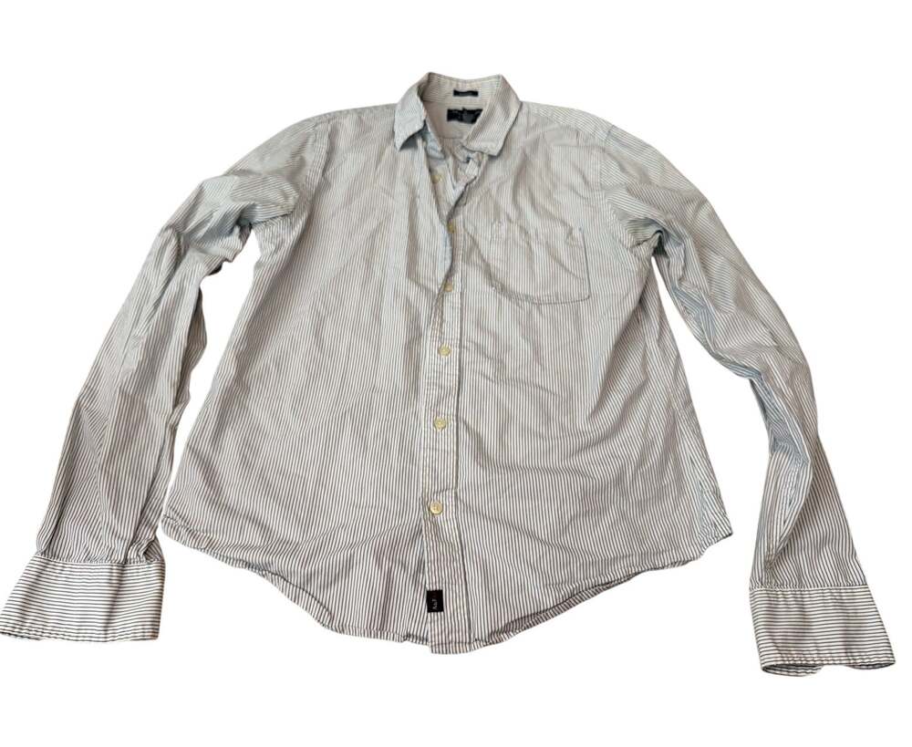 Abercrombie & Fitch Striped Button Up Muscle Fit Dress Shirt Men's Size Large L